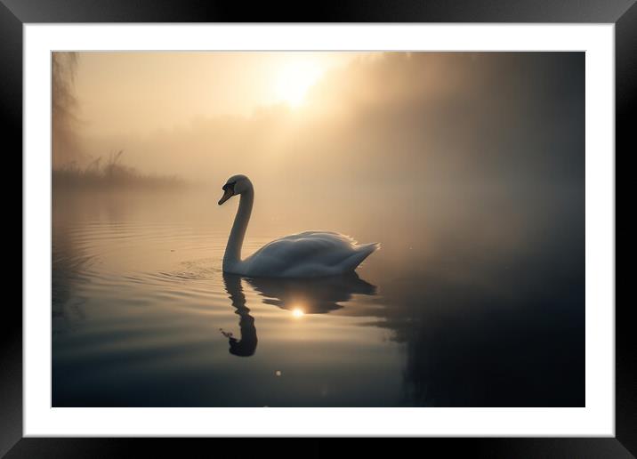 Serene Swan Framed Mounted Print by Picture Wizard