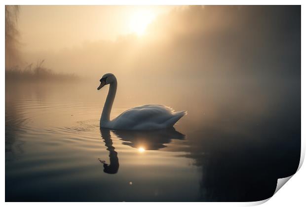 Serene Swan Print by Picture Wizard