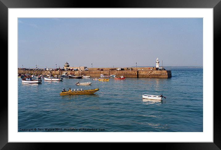 St Ives Lighthouse Smeaton's Pier Cornwall Framed Mounted Print by Terri Waters
