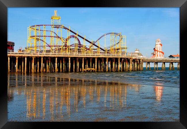 Clacton On Sea Pier And Beach Essex UK Framed Print by Andy Evans Photos