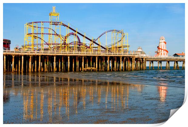 Clacton On Sea Pier And Beach Essex UK Print by Andy Evans Photos