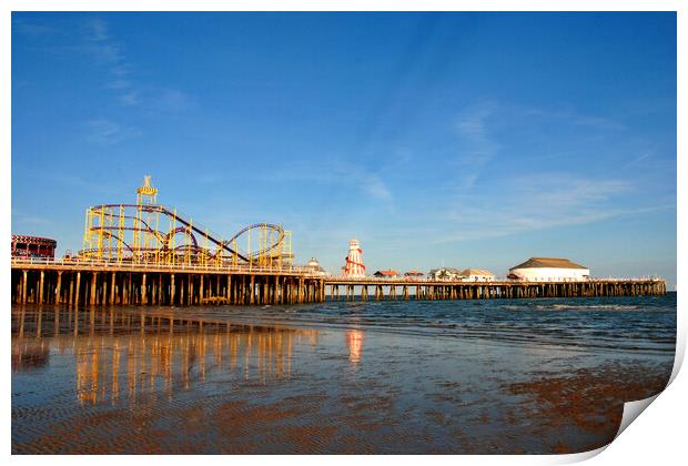Clacton On Sea Pier And Beach Essex UK Print by Andy Evans Photos