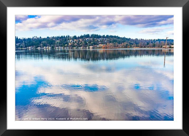 Lake Washington Reflections Juanita Bay Park Kirkland Washington Framed Mounted Print by William Perry