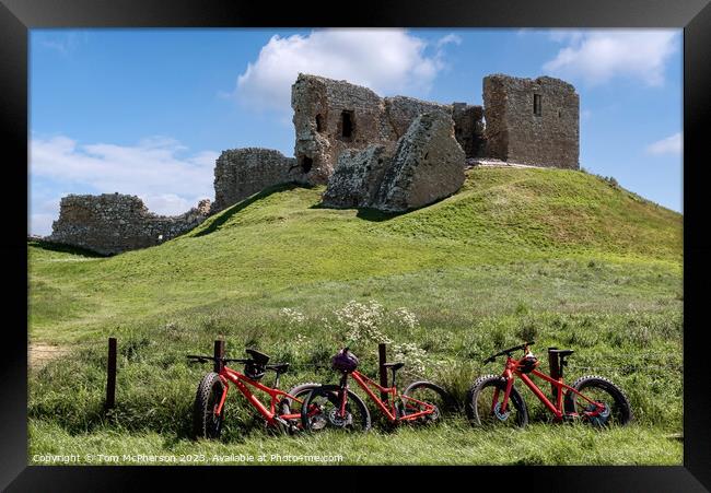 Three Bikes at Duffus Castle Framed Print by Tom McPherson