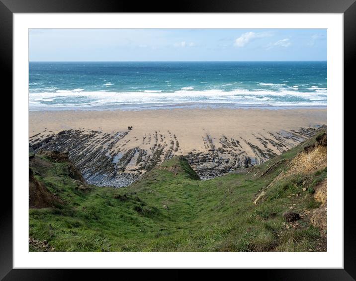 Sandymouth shoreline Framed Mounted Print by Tony Twyman