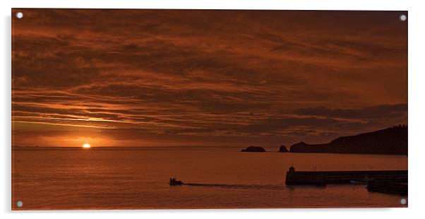 Saundersfoot Sunrise Acrylic by Creative Photography Wales
