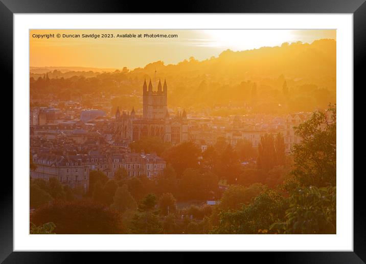 The city of Bath illuminated by golden sun Framed Mounted Print by Duncan Savidge
