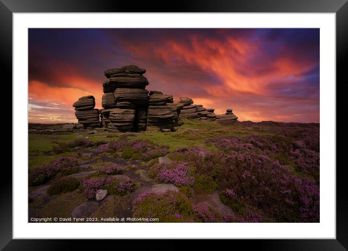 Wheel Stones: A Derbyshire Sunset Panorama Framed Mounted Print by David Tyrer