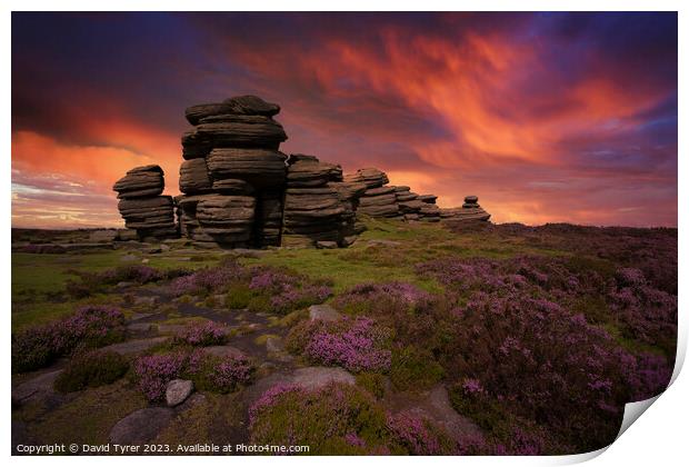 Wheel Stones: A Derbyshire Sunset Panorama Print by David Tyrer