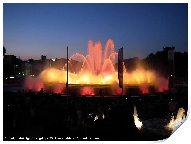 Montjuic Fountain by night - Barcelona Print by Abigail Langridge