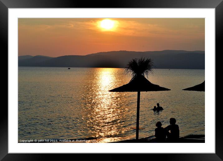Sunset at Agia Eleni beach, Skiathos, Greece. Framed Mounted Print by john hill
