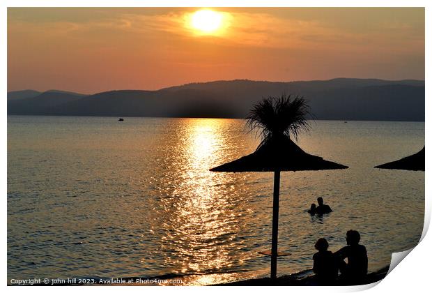 Sunset at Agia Eleni beach, Skiathos, Greece. Print by john hill