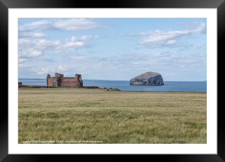 The remains of Tantallon Castle with Bass Rock in the Firth of Forth behind, North Berwick, East Lothian, Scotland Framed Mounted Print by Dave Collins