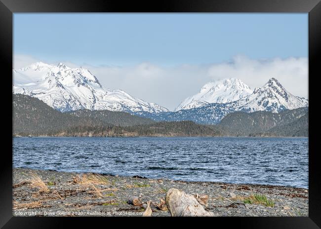 The mountains of Lake Clark National Park and Preserve from the Kenai Peninsular across the Cook Inlet. Alaska USA Framed Print by Dave Collins