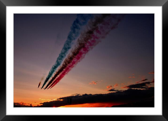 Red Arrows Display Team In Formation Framed Mounted Print by Andy Evans Photos