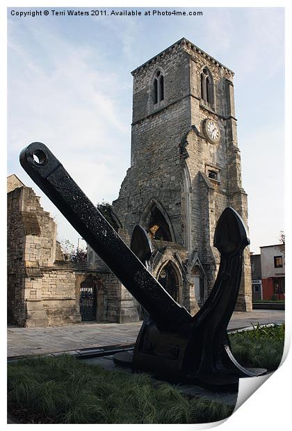 Holy Rood Church and the QE2 Anchor Print by Terri Waters