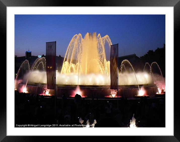 Montjuic Fountain by night - Barcelona Framed Mounted Print by Abigail Langridge