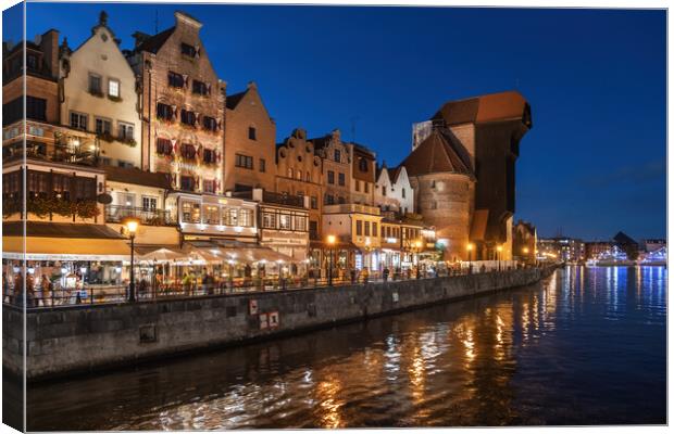 Night In City Of Gdansk In Poland Canvas Print by Artur Bogacki