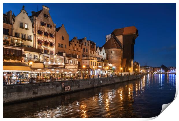 Night In City Of Gdansk In Poland Print by Artur Bogacki