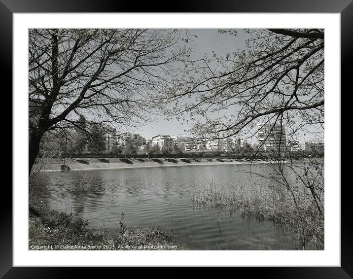 City view from Lake Tirana Grand Park Framed Mounted Print by Elaine Anne Baxter