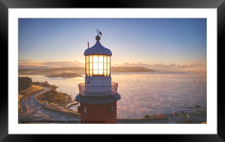 Smeaton's Tower Plymouth on a bright winters dawn Framed Mounted Print by Mark Radford