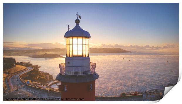 Smeaton's Tower Plymouth on a bright winters dawn Print by Mark Radford