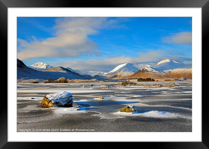  Rannoch Moor with Black Mount in background, Loch Framed Mounted Print by Arch White