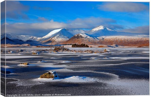 Snow covered Rannoch Moor, Black Mount, Lochaber,  Canvas Print by Arch White