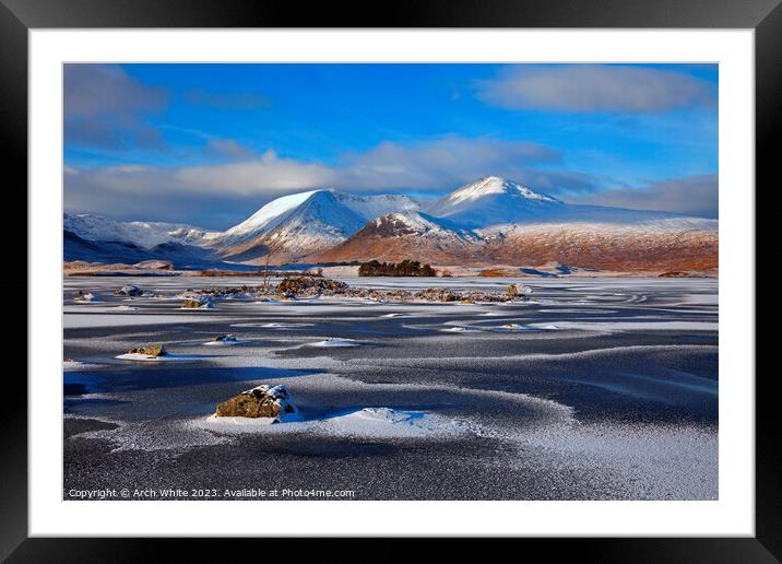 Snow covered Rannoch Moor, Black Mount, Lochaber,  Framed Mounted Print by Arch White