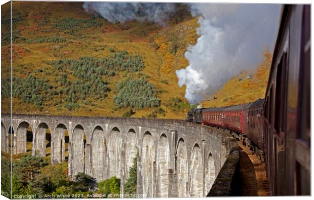 On board Jacobite Steam Train, Glenfinnan Viaduct, Canvas Print by Arch White