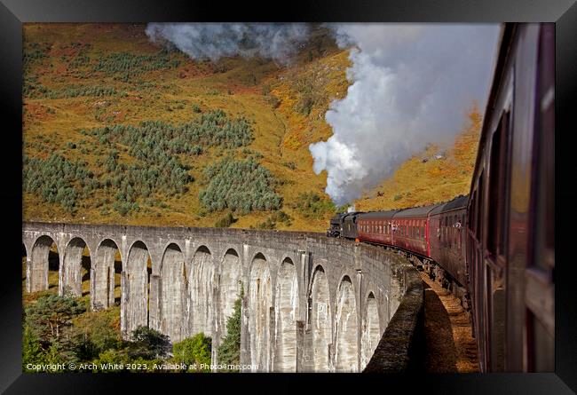 On board Jacobite Steam Train, Glenfinnan Viaduct, Framed Print by Arch White