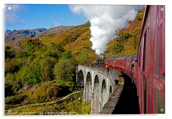On board Jacobite Steam Train, Glenfinnan Viaduct, Acrylic by Arch White