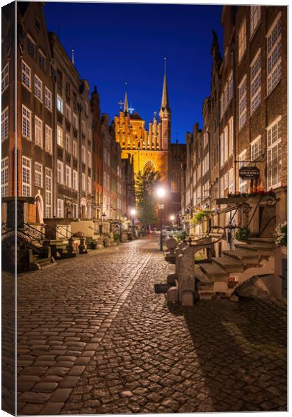 Mariacka Street At Night In Old Town Of Gdansk Canvas Print by Artur Bogacki