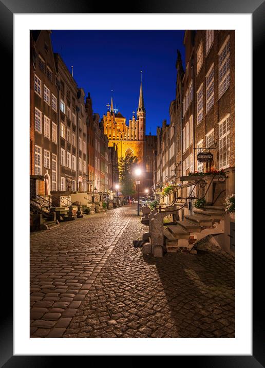 Mariacka Street At Night In Old Town Of Gdansk Framed Mounted Print by Artur Bogacki