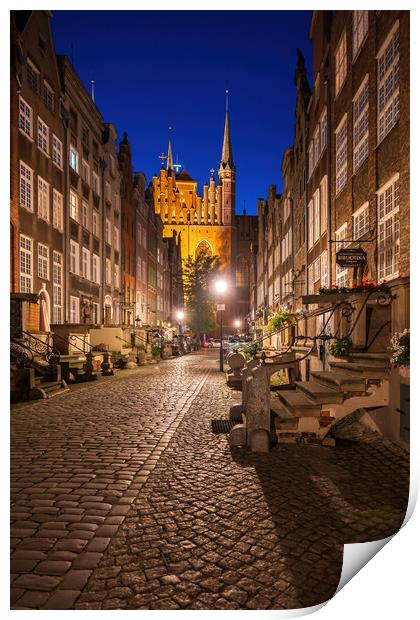 Mariacka Street At Night In Old Town Of Gdansk Print by Artur Bogacki