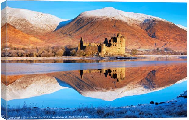 Kilchurn Castle reflected in Loch Awe, Argyll and  Canvas Print by Arch White