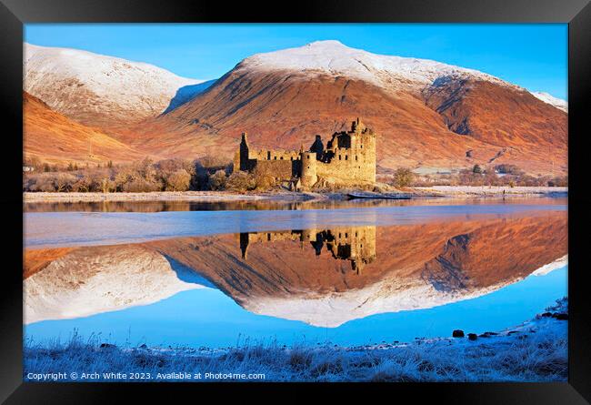 Kilchurn Castle reflected in Loch Awe, Argyll and  Framed Print by Arch White