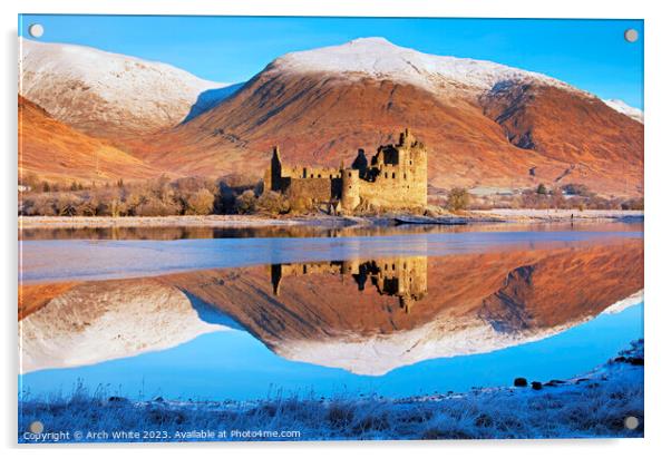 Kilchurn Castle reflected in Loch Awe, Argyll and  Acrylic by Arch White