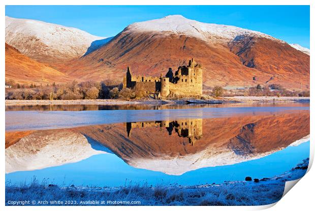 Kilchurn Castle reflected in Loch Awe, Argyll and  Print by Arch White