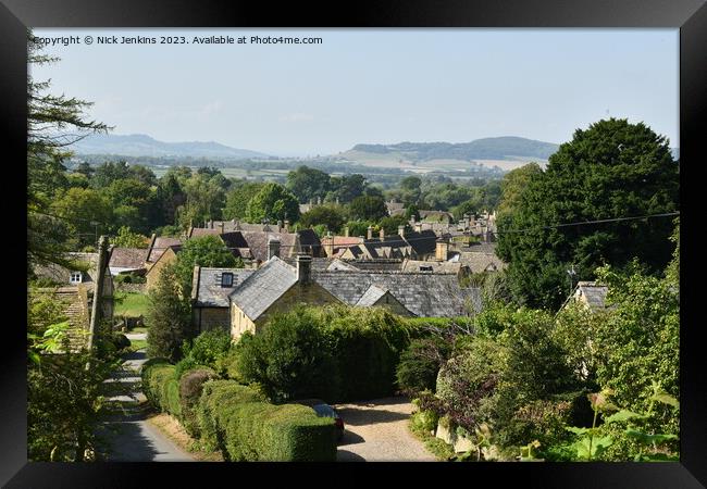 Looking Down on Stanton in the Cotswolds  Framed Print by Nick Jenkins