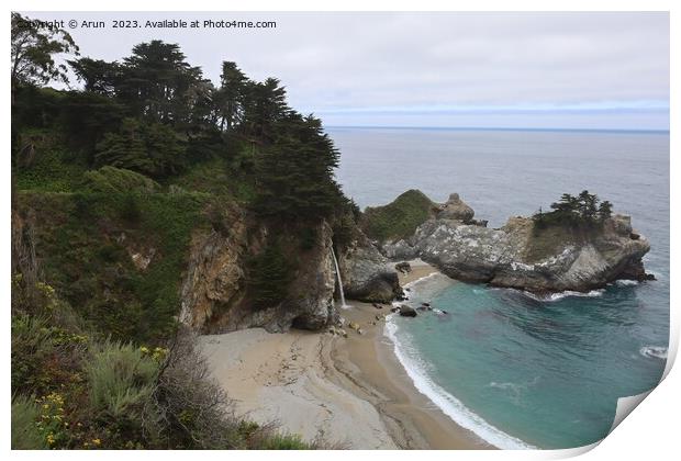 McWay falls along Big Sur coast California Print by Arun 