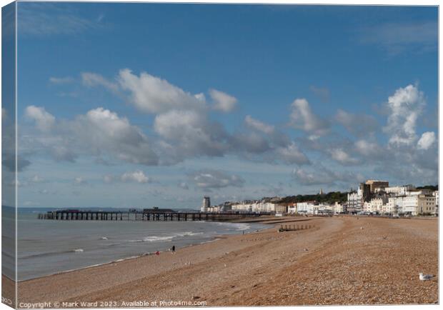 Hastings Seafront in September. Canvas Print by Mark Ward