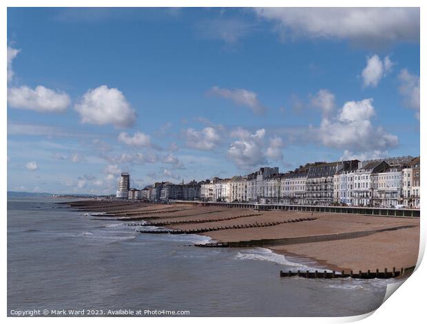 From the Hastings Pier toward St Leonards. Print by Mark Ward