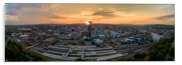 Sheffield Cityscape Panorama Acrylic by Apollo Aerial Photography