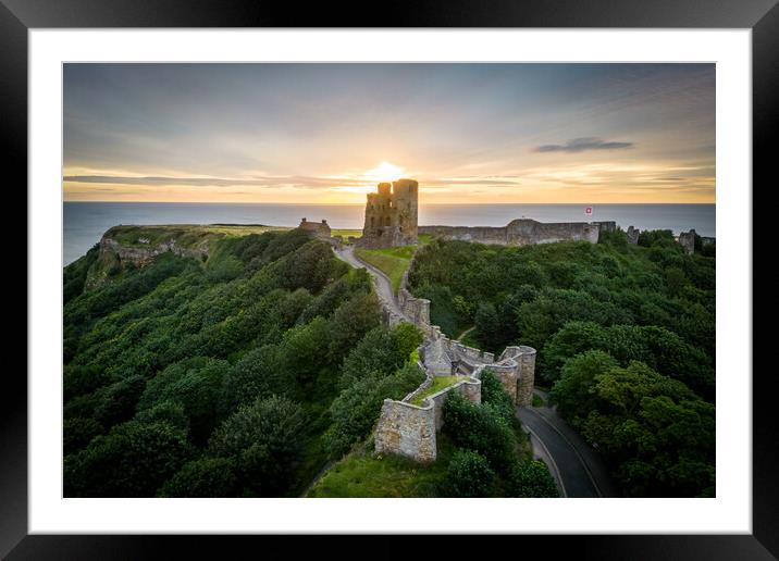 Scarborough Castle Sunrays Framed Mounted Print by Apollo Aerial Photography