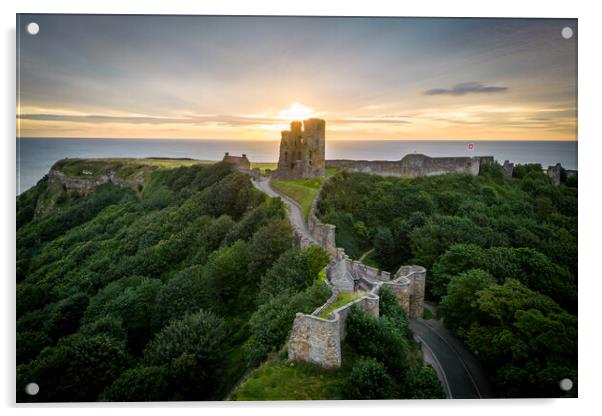 Scarborough Castle Sunrays Acrylic by Apollo Aerial Photography