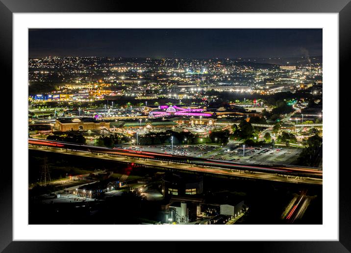 Meadowhall at Night Framed Mounted Print by Apollo Aerial Photography