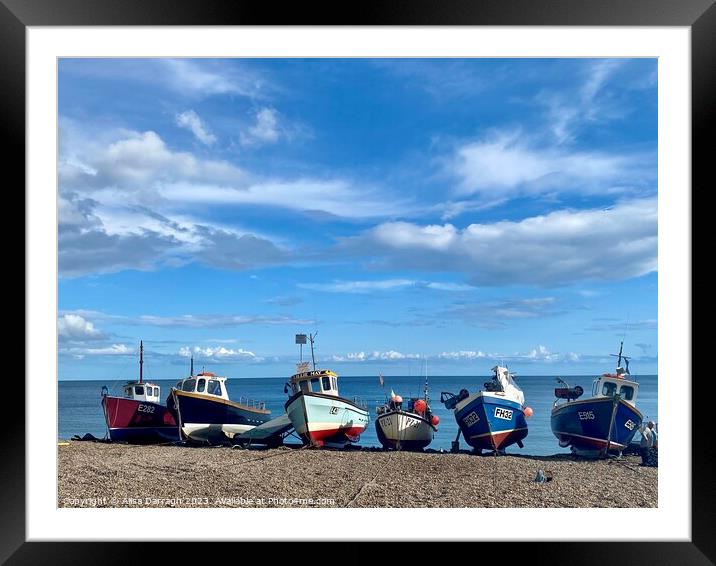 Fishing boats on Beer beach, Devon Framed Mounted Print by Ailsa Darragh