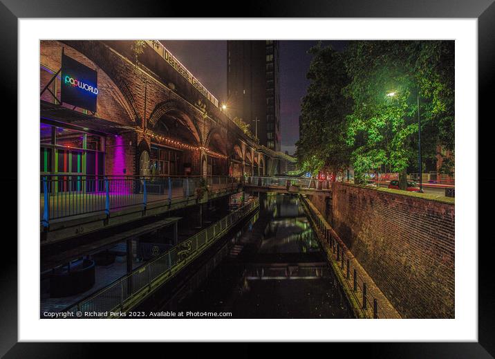 Neon Nights Manchester  Framed Mounted Print by Richard Perks