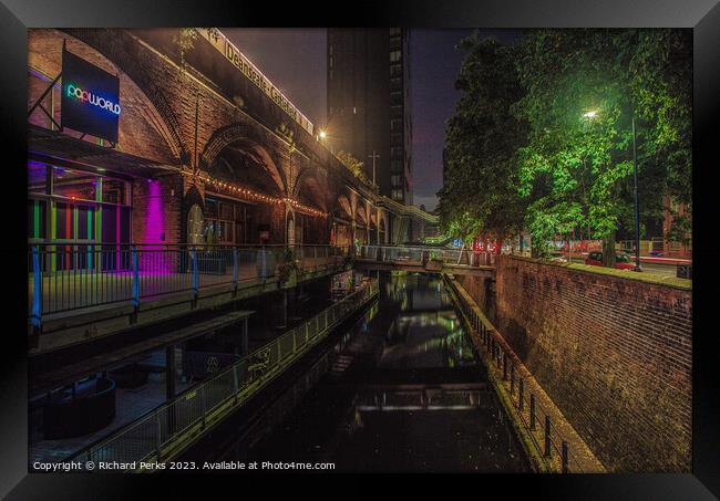 Neon Nights Manchester  Framed Print by Richard Perks